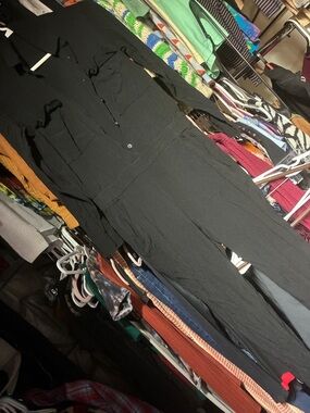 Classic Black Button-Front Long-Sleeve Jumpsuit